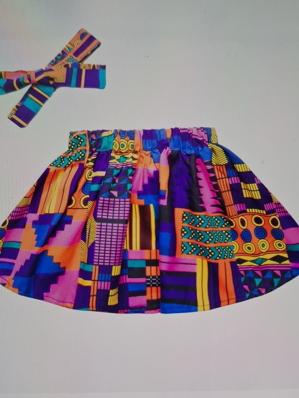 NWT Kid African Print Skirt And Head Wrap Set
